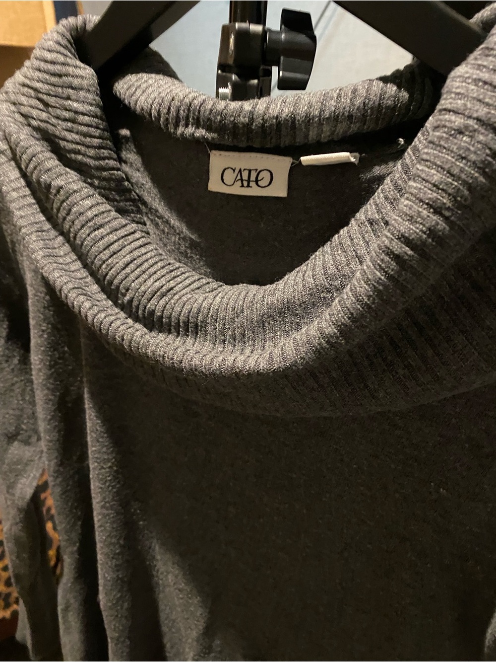 Cato Women's Charcoal Ribbed Cowl Neck Sweater